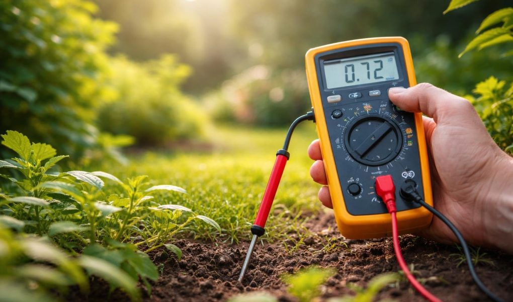 main-multimetre-sonde-sol-jardin