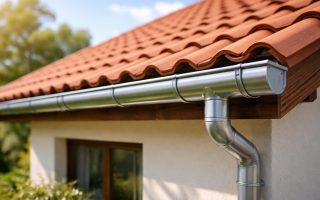 maison-toit-tuiles-gouttiere-ensoleillee