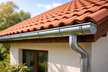 maison-toit-tuiles-gouttiere-ensoleillee