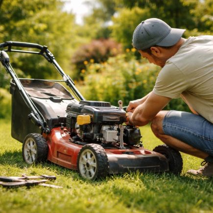 homme-bricolage-tondeuse-jardin-ensoleille