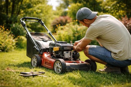 homme-bricolage-tondeuse-jardin-ensoleille