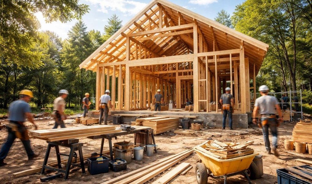 chantier-maison-bois-ouvriers-arbres
