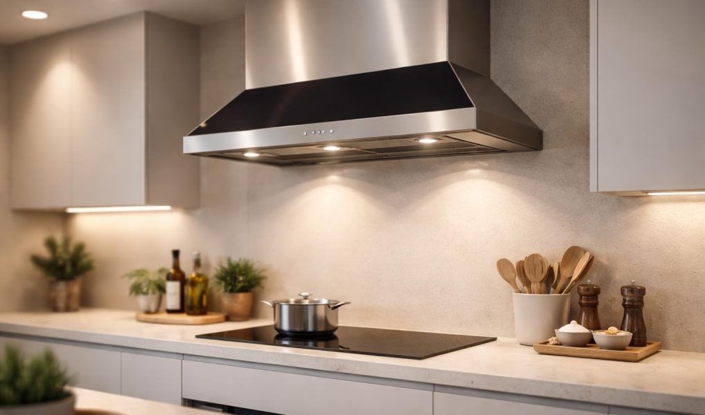 cuisine-moderne-hotte-elegante-plan-travail